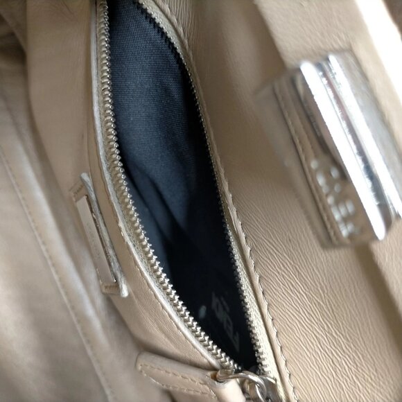 Authentic Fendi Beige Leather Hand Bag mn764-121225 - Picture 13 of 16